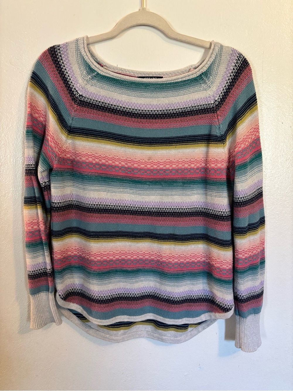 Chaps Multicolor Striped Scoop-Neck Sweater — Pastel Mix